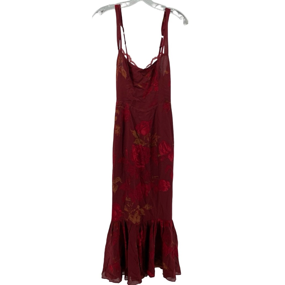Reformation Women's Irisa Dress Barcelona Border Red Floral Size 6